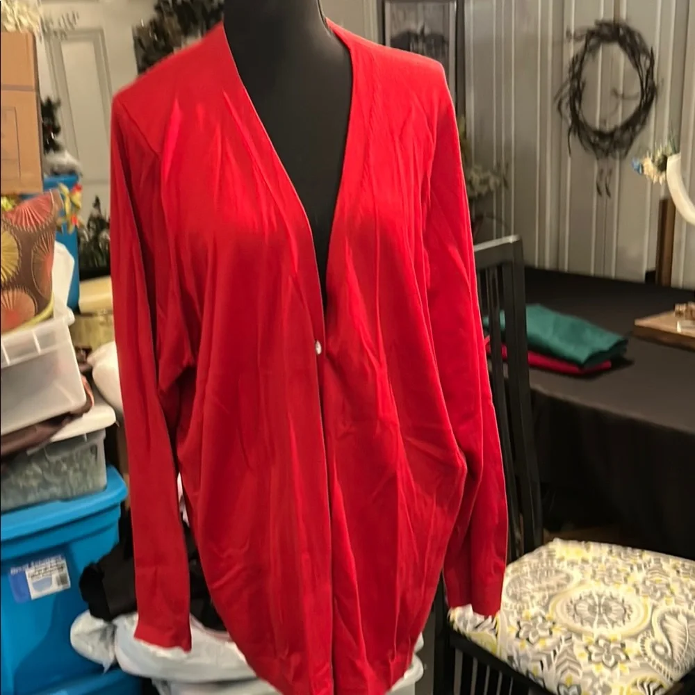 Lands' End Women's Red Cardigan - Picture 1 of 4